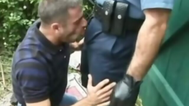 Hairy Man and Police Officer