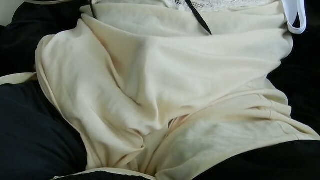 Lingerie wank and slip cum