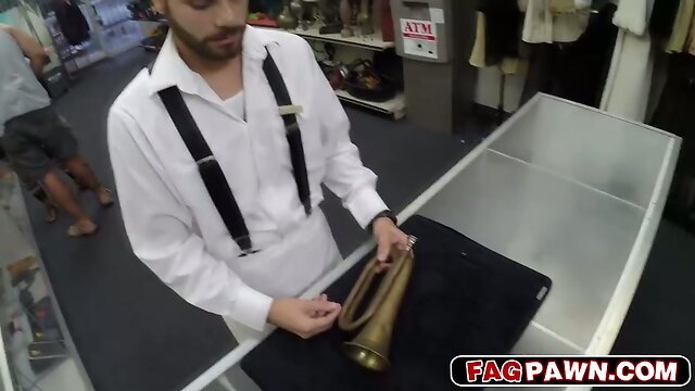 Blowjob behind the counter anal fuck at the bath room