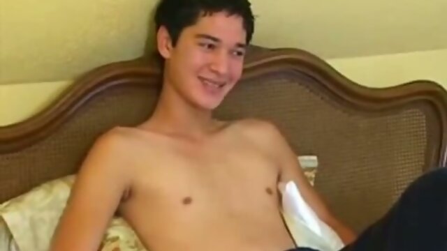 The Hot Twink Grins as He Spreads His Legs, Banana