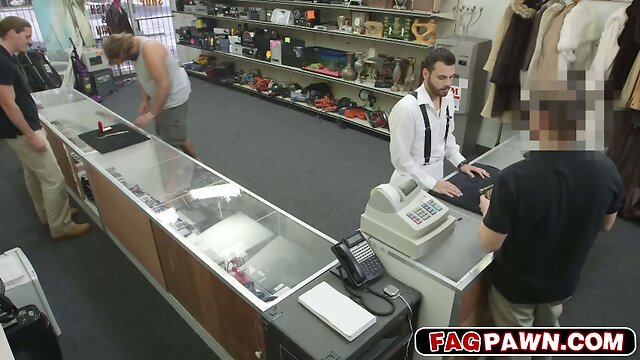 Sucking my cock behind the counter
