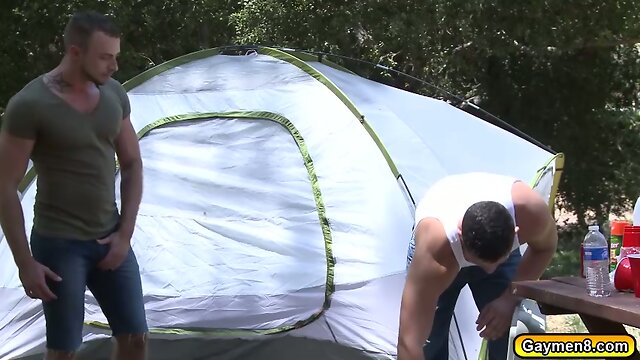 Outdoor blowjob and hard anal drilling