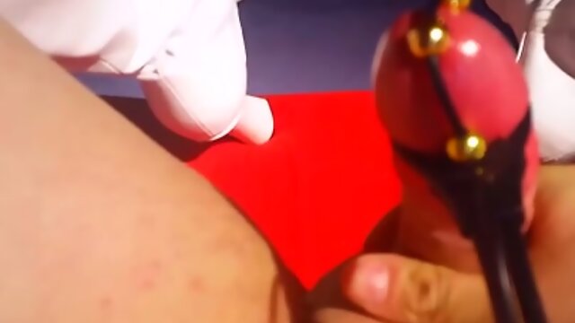 Electrified masturbation in white boots mystim plunging