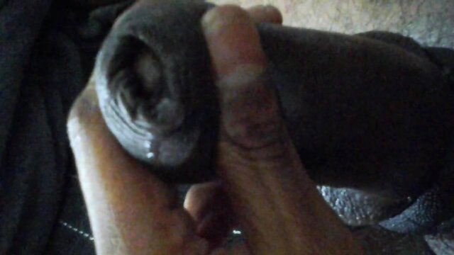 SLOWLY PUMPING MY UNCUT BLACK MEAT....