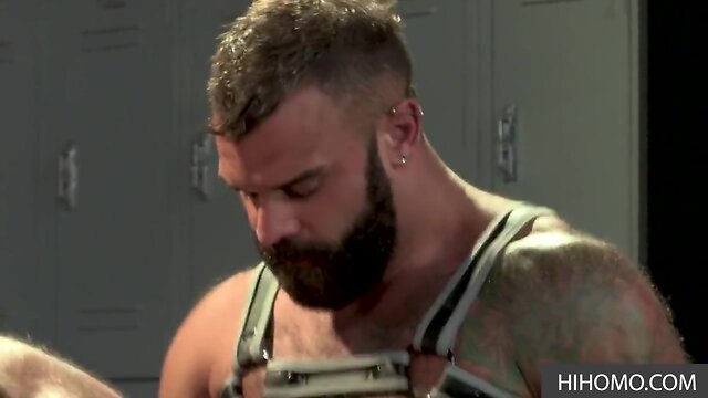 Gay bears and studs in a hot gay triple