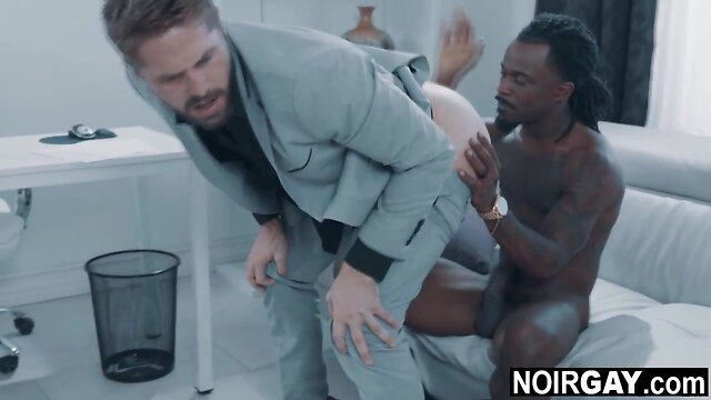 Coalblack gay eating his married boss's backside -