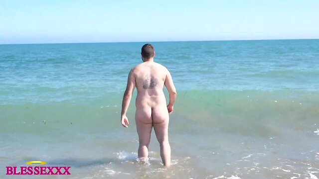Straight male walking along the naked beach magic javi