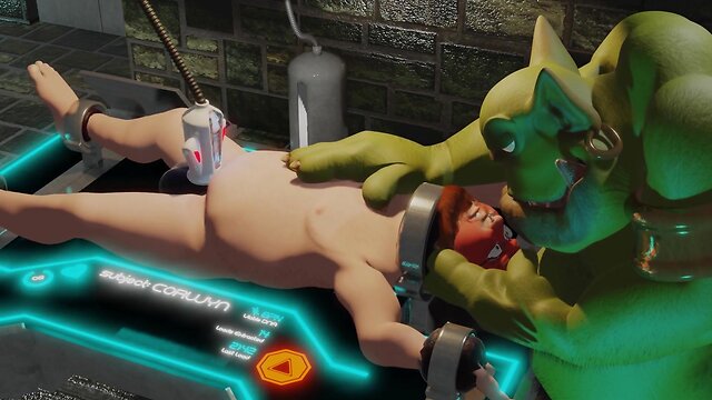Orc tortures human prisoner with milking machine in 5