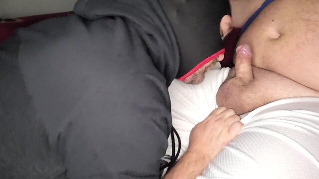 Chubby guy sucked by chaser