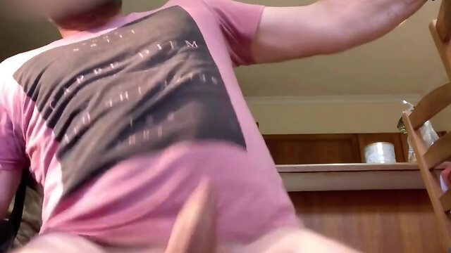 Guy experiences riding a dildo for the first time and