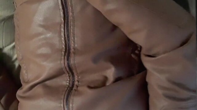 Bound leather-clad gay man gagged and edging