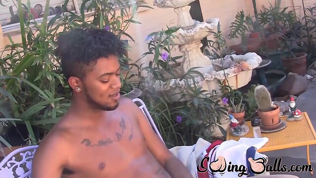 Ebony man masturbates solo