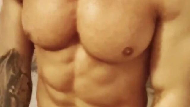 Asian muscle man nipple play in the shower: big pecs