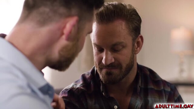 Caden jackson takes bruce jones big cock in his first