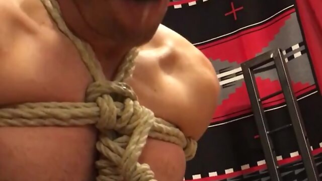 Ropetrainkeep tied up and teased with a cumshot: gay