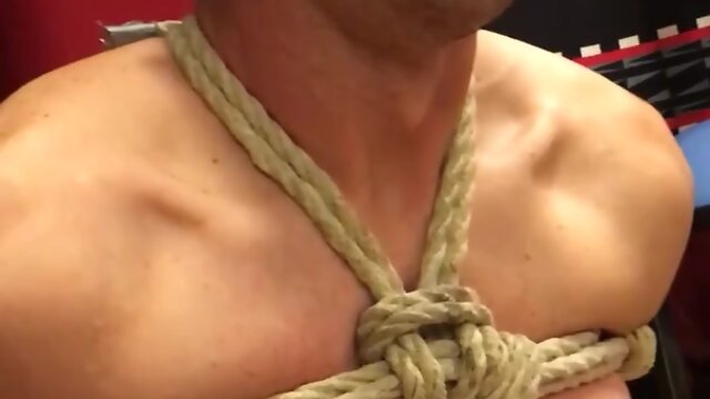 Ropetrainkeep tied up and teased with a cumshot: gay