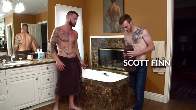 Passionate twink rides tattooed hunks big dick in raw