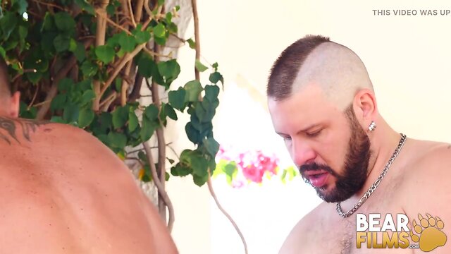 Bears Ale Tedesco and Adam Jones have outdoor sex in