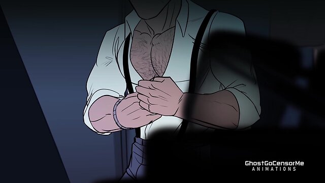 A man is guiding his lover through an intense animated